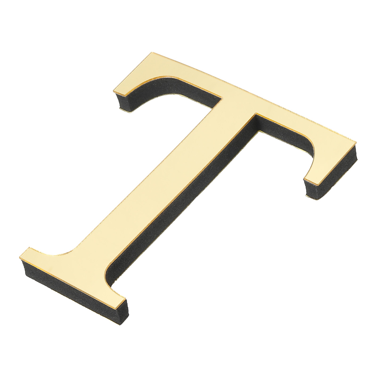 PATIKIL 3D Acrylic Alphabet Mirror Wall Stickers Letter T Self-Adhesive Home Decor Letter Sign Art Sticker Decal for DIY Home Decoration Light Gold