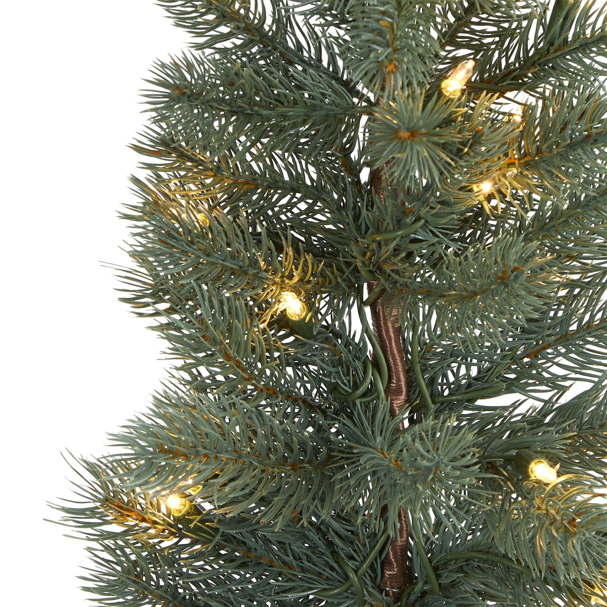 4ft Green Pine Artificial Christmas Tree with Warm White Lights and Burlap Base
