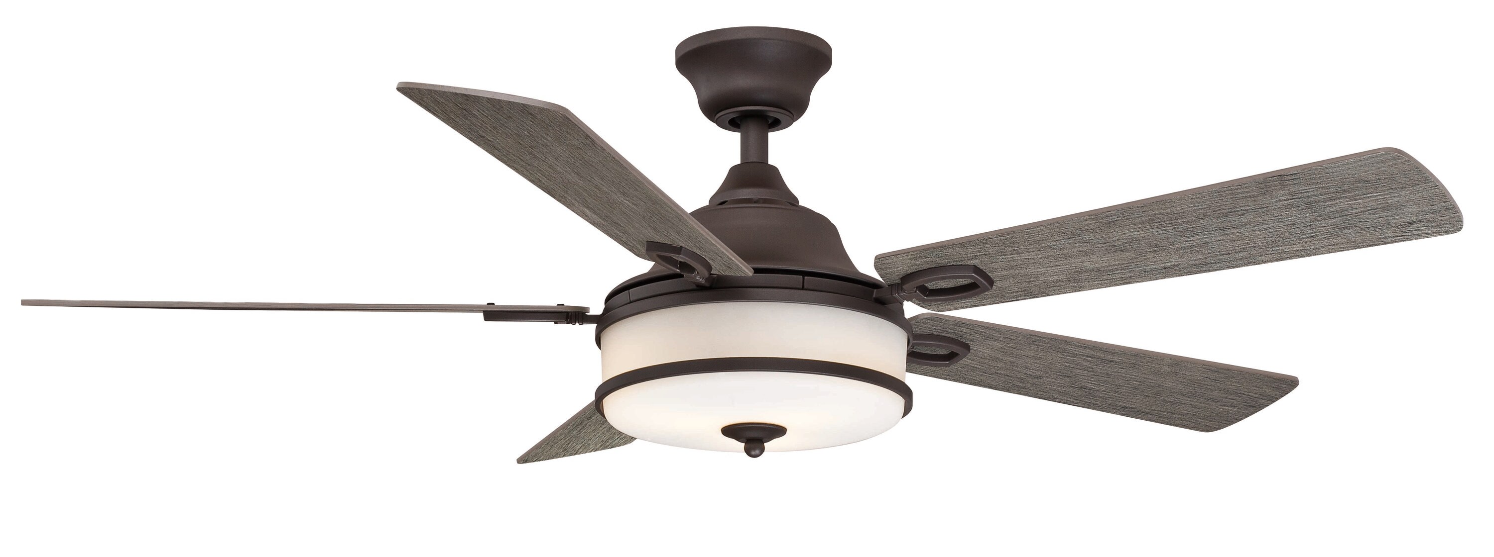 Fanimation FP8274GR Stafford 52-in Matte Greige with Weathered Wood Blades Integrated LED Indoor Ceiling Fan with Light and Remote (5-Blade)