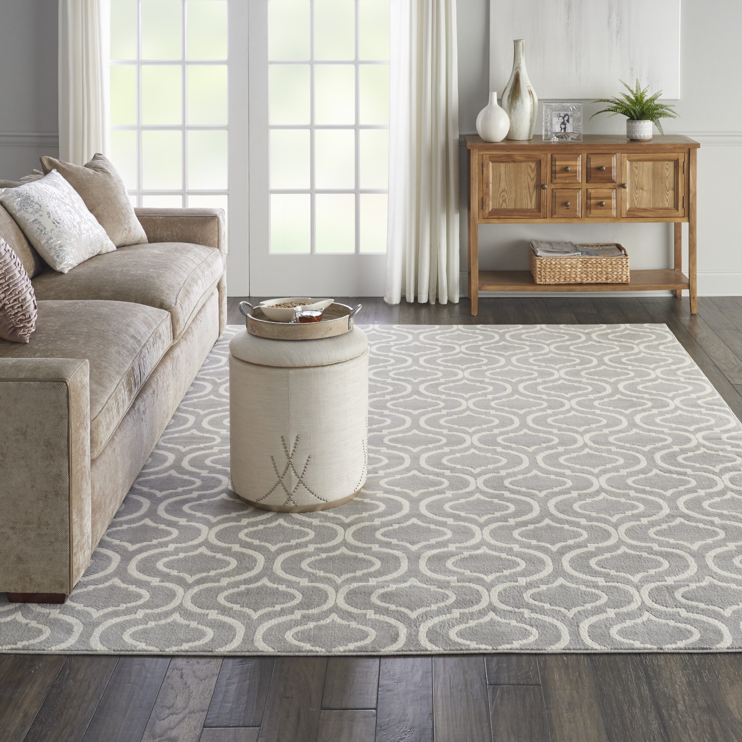 Nourison 99446479785 Jubilant 8 x 10 (ft) Loomed Polypropylene Grey Rectangular Indoor Abstract Area rug