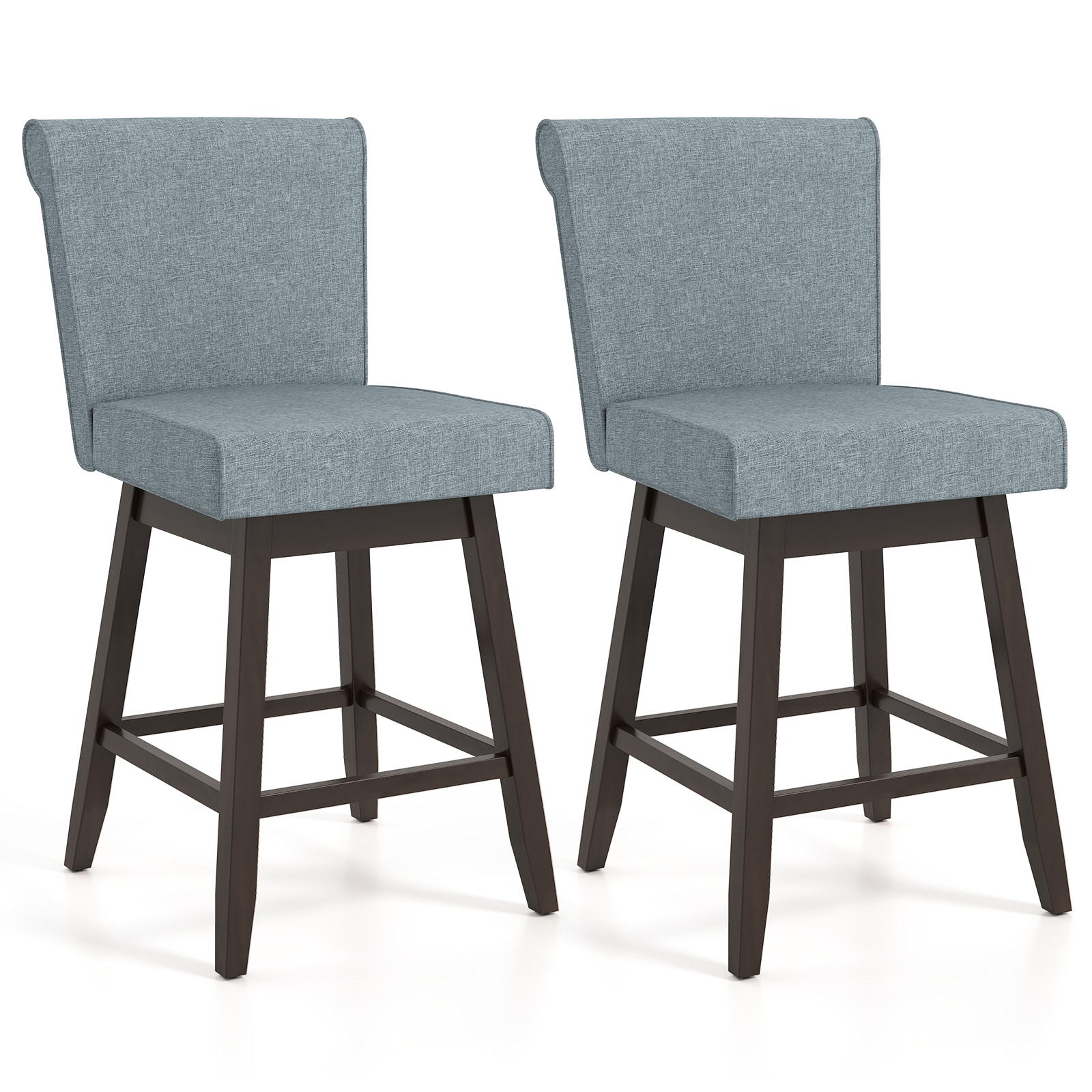 Slickblue - Set of 2 Counter Height Swivel Bar Stool - Beige/Gray 27H-In Counter Stool with Padde...