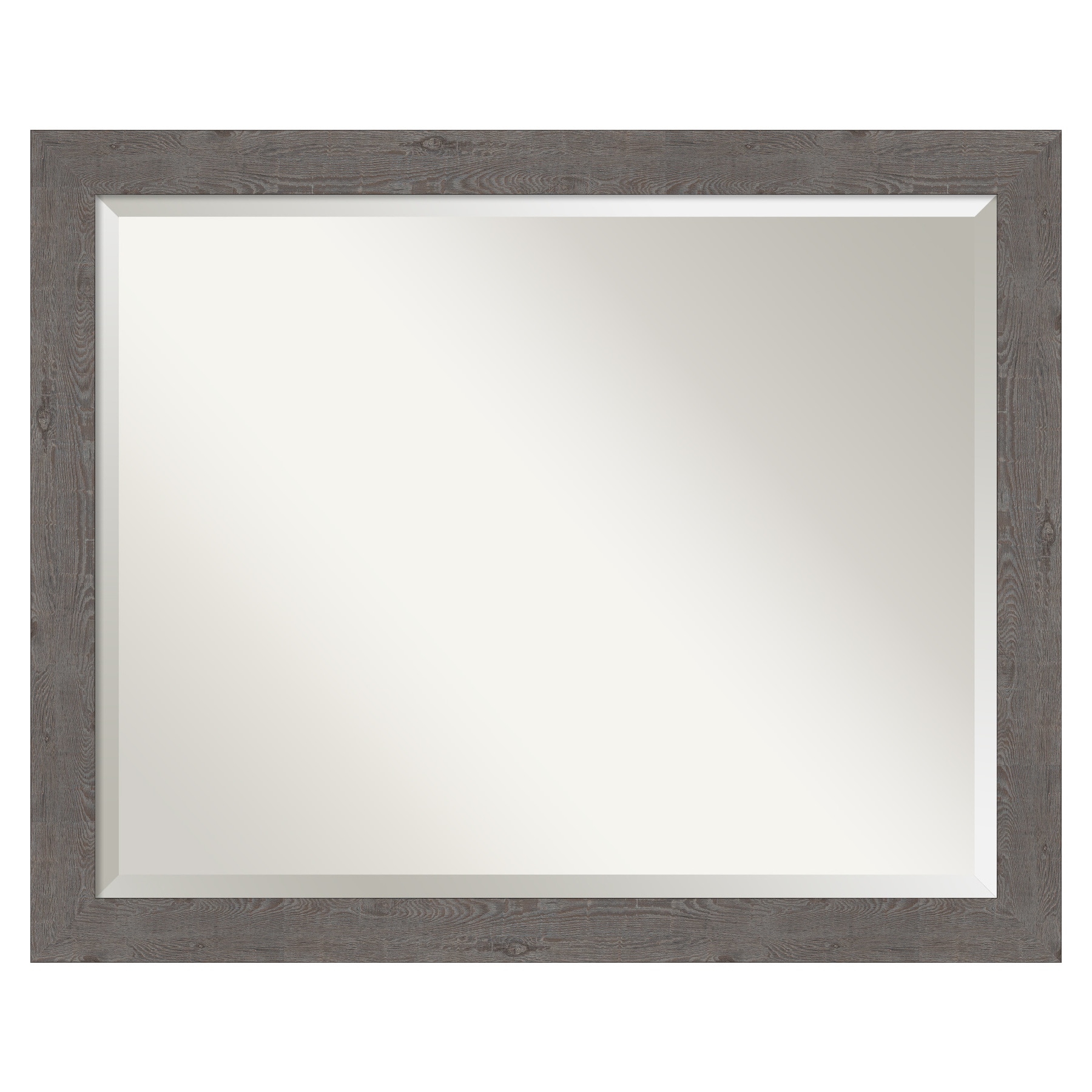 Amanti Art DSW4593568 Rustic Plank 31.5-in x 25.5-in Framed Rectangle Bathroom Vanity Mirror ( Distressed Grey )