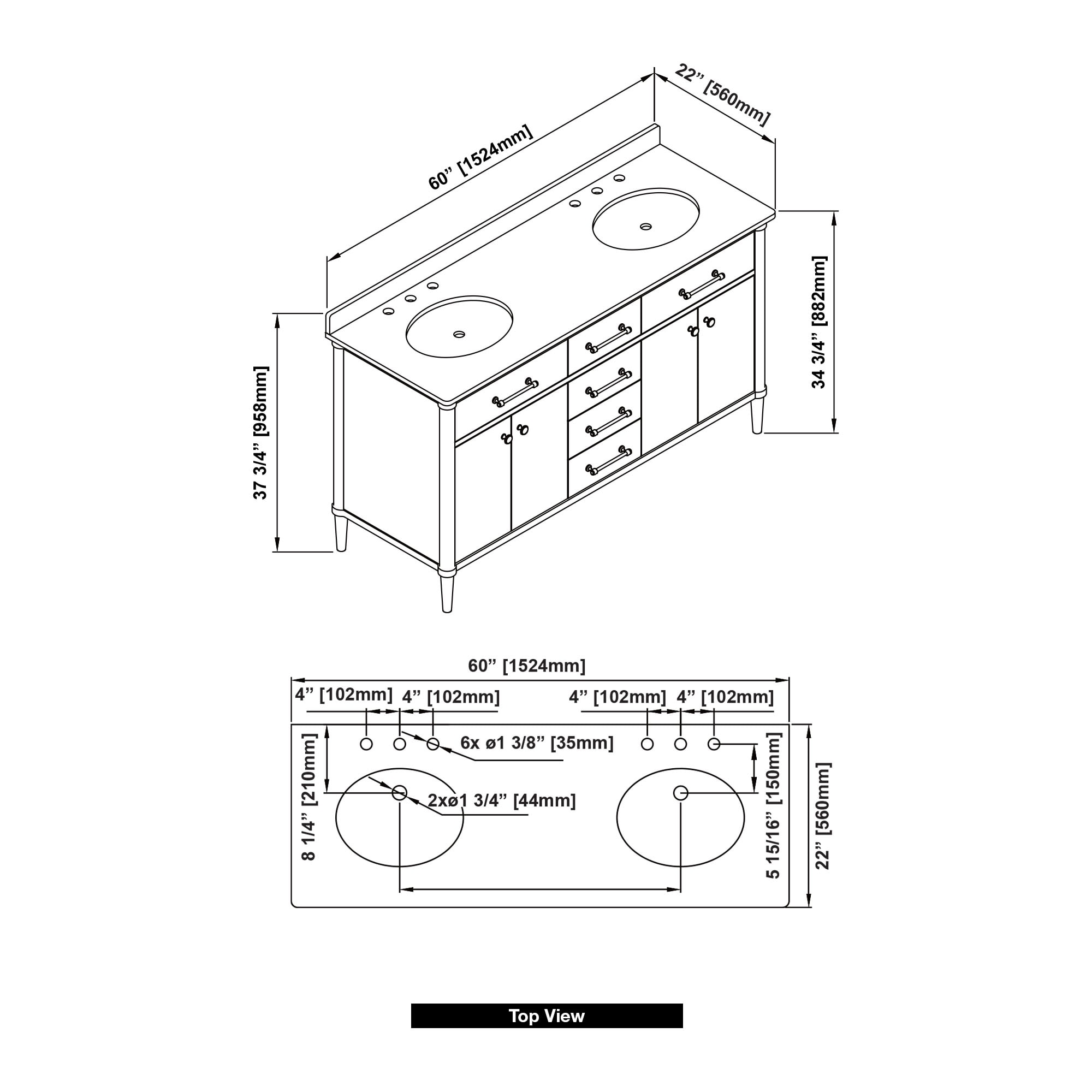 allen + roth RIAN 60WW Bath-Vanity-Combo - View #17