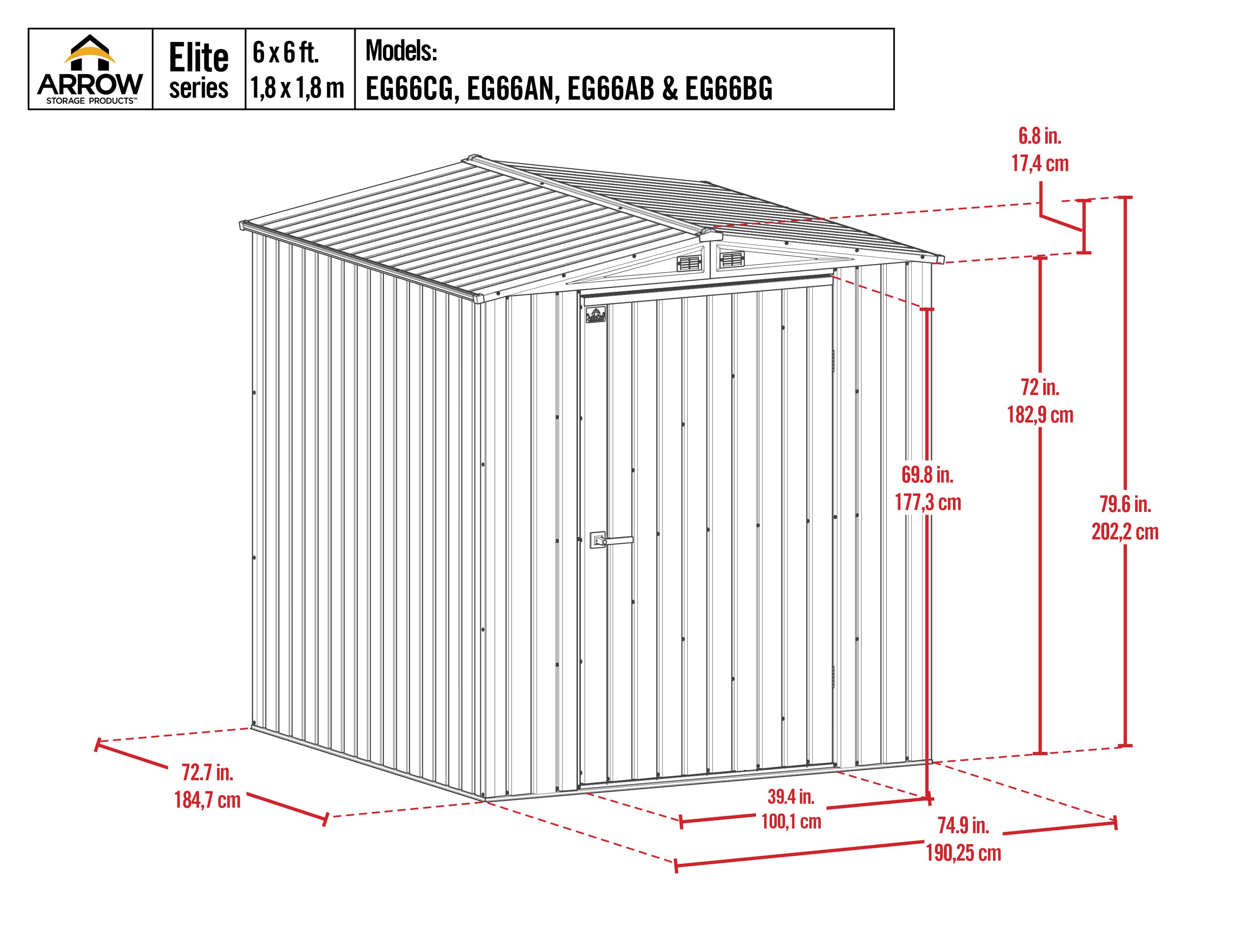 Arrow EG66CG Metal-Storage-Buildings-Sheds - View #3