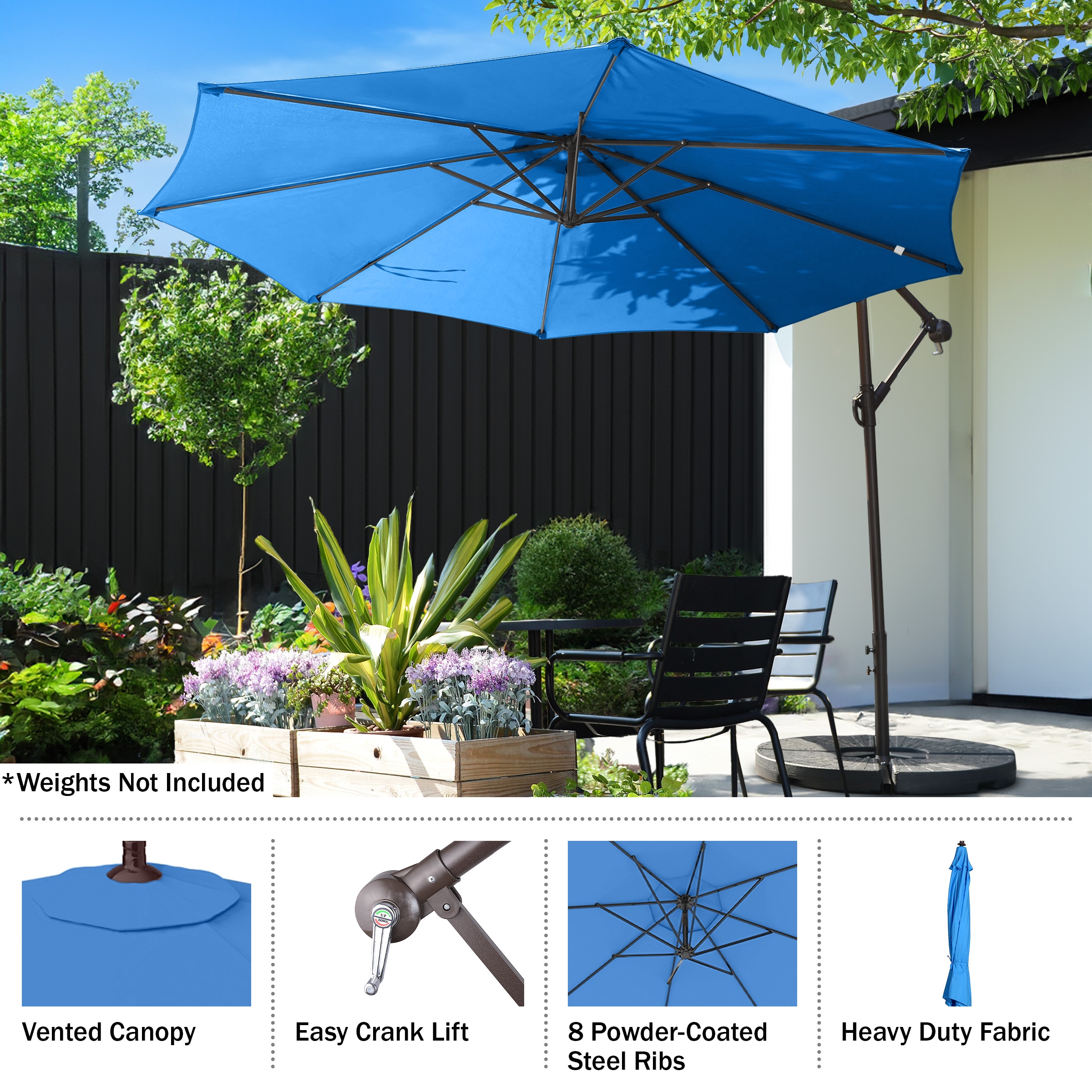 Fleming Supply 10-ft Aluminum Blue Offset Patio Umbrella 565813HTZ at ...