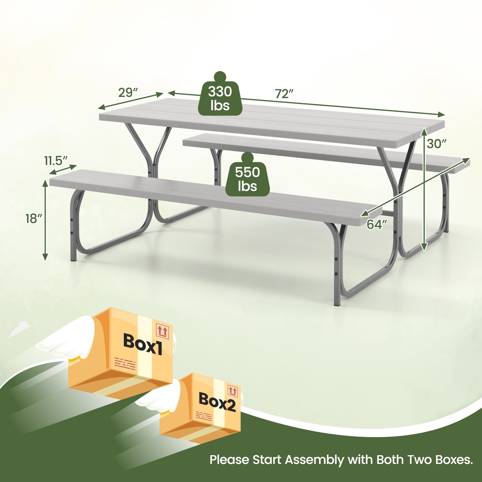 Forclover HYFL-66GR+ Picnic-Tables - View #2