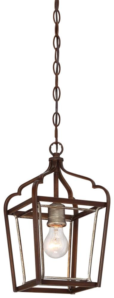 Minka Lavery 4341-593 Astrapia Dark Rubbed Sienna With Aged Silver Transitional Lantern Mini Hanging Pendant light