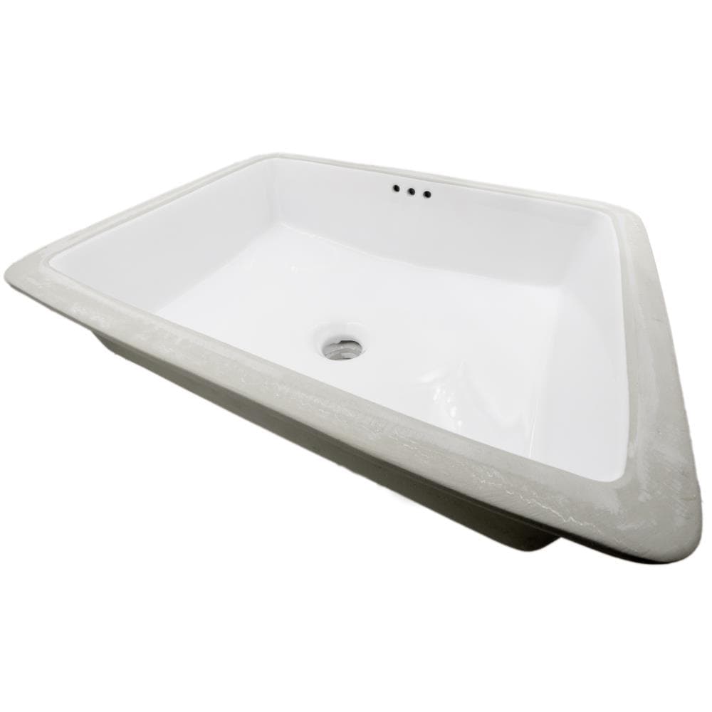 Novatto NP-U193911 Undermount Porcelain Undermount Rectangular Modern White Bathroom Sink ( 20.5-Inches x 16.25-Inches )