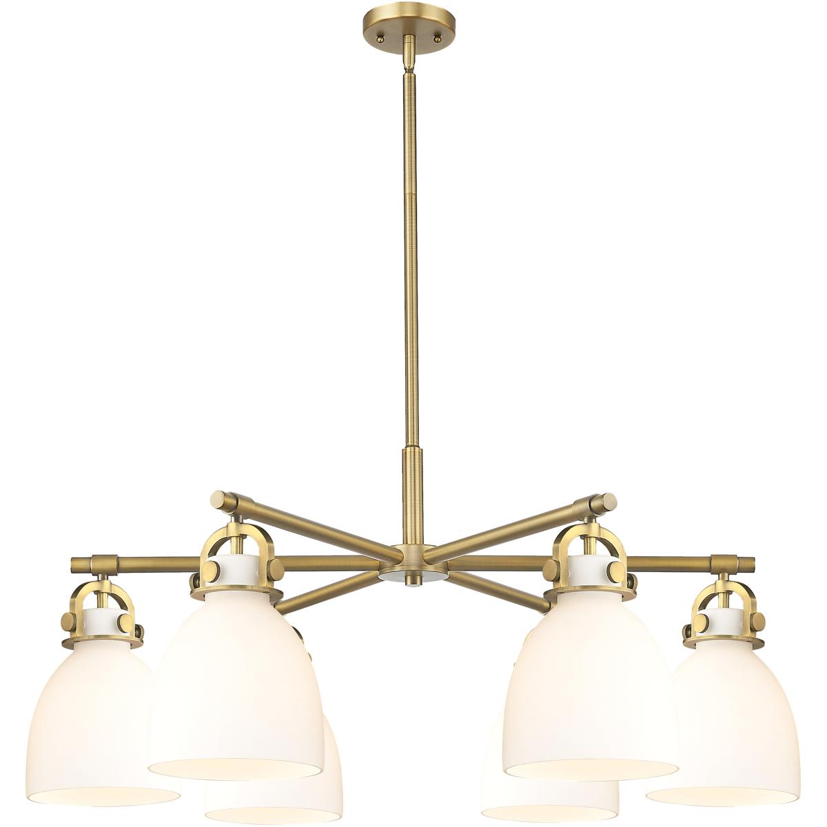 Innovations Lighting -  410-6CR-BB-G412-7WH Newton Bell Chandelier Brushed Brass