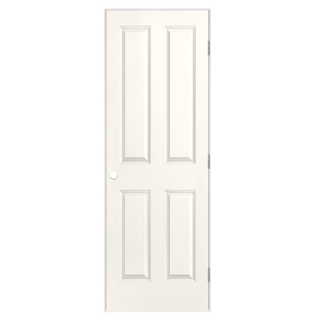 Masonite Traditional 28-in x 80-in Snowstorm 4 Panel Square Solid Core Prefinished Molded Composite Left Hand Single Prehung Interior Door in White -  1316461
