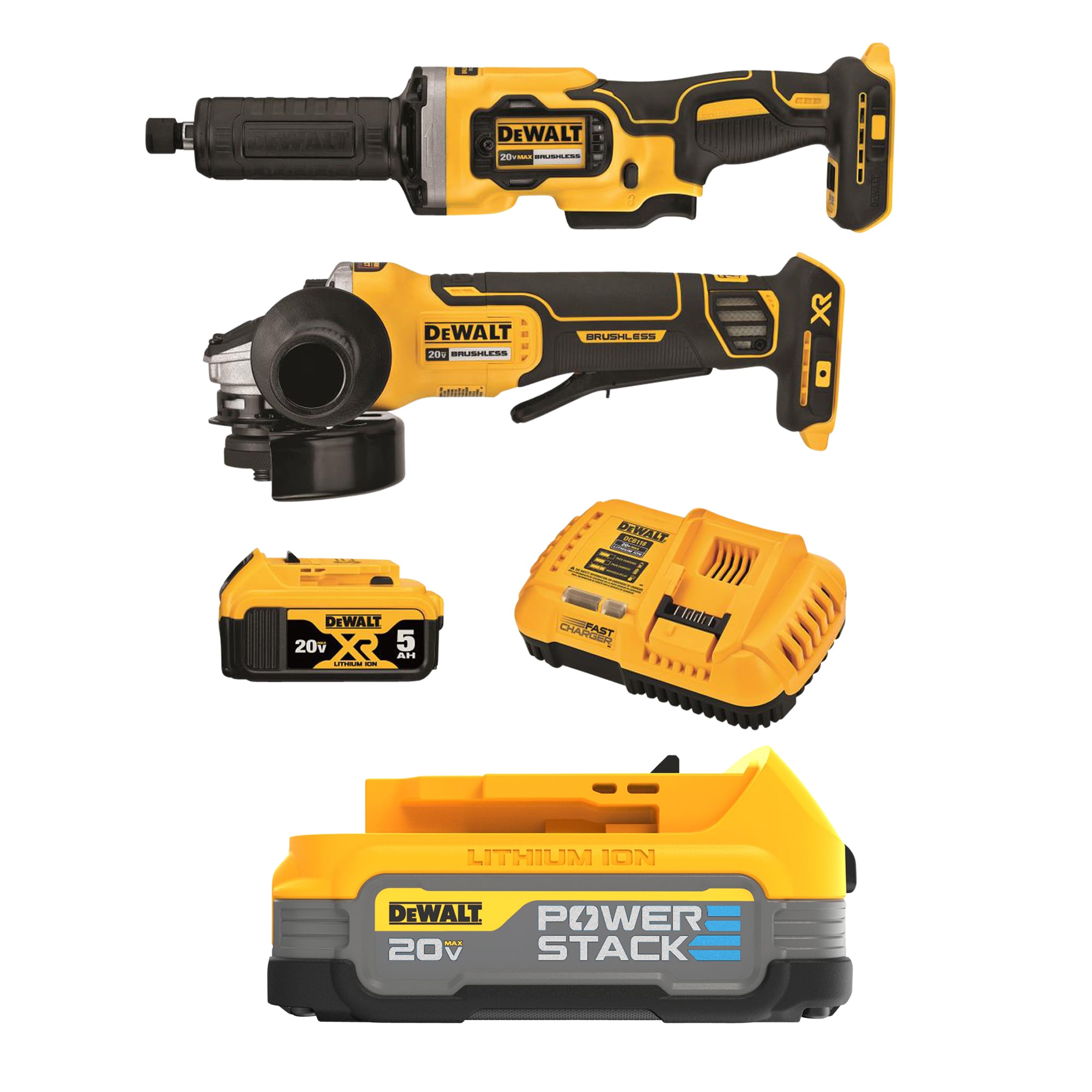 DEWALT XR 2-Tool 20-Volt Max Brushless Power Tool Combo Kit (1-Battery and charger Included) & 20V MAX POWERSTACK Compact Battery