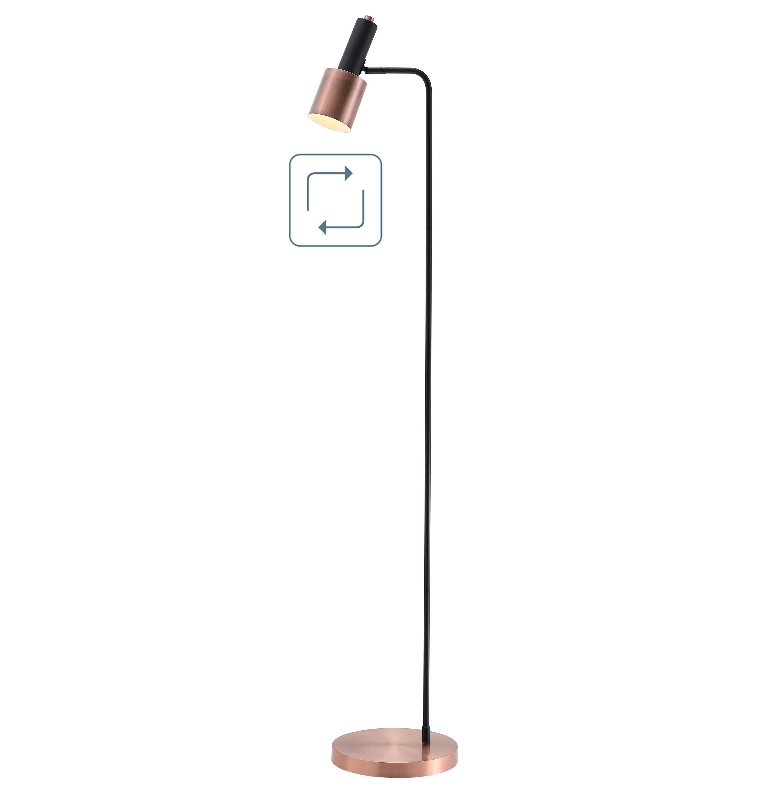 Brady 59.5" Black and Copper Modern LED Task Floor Lamp