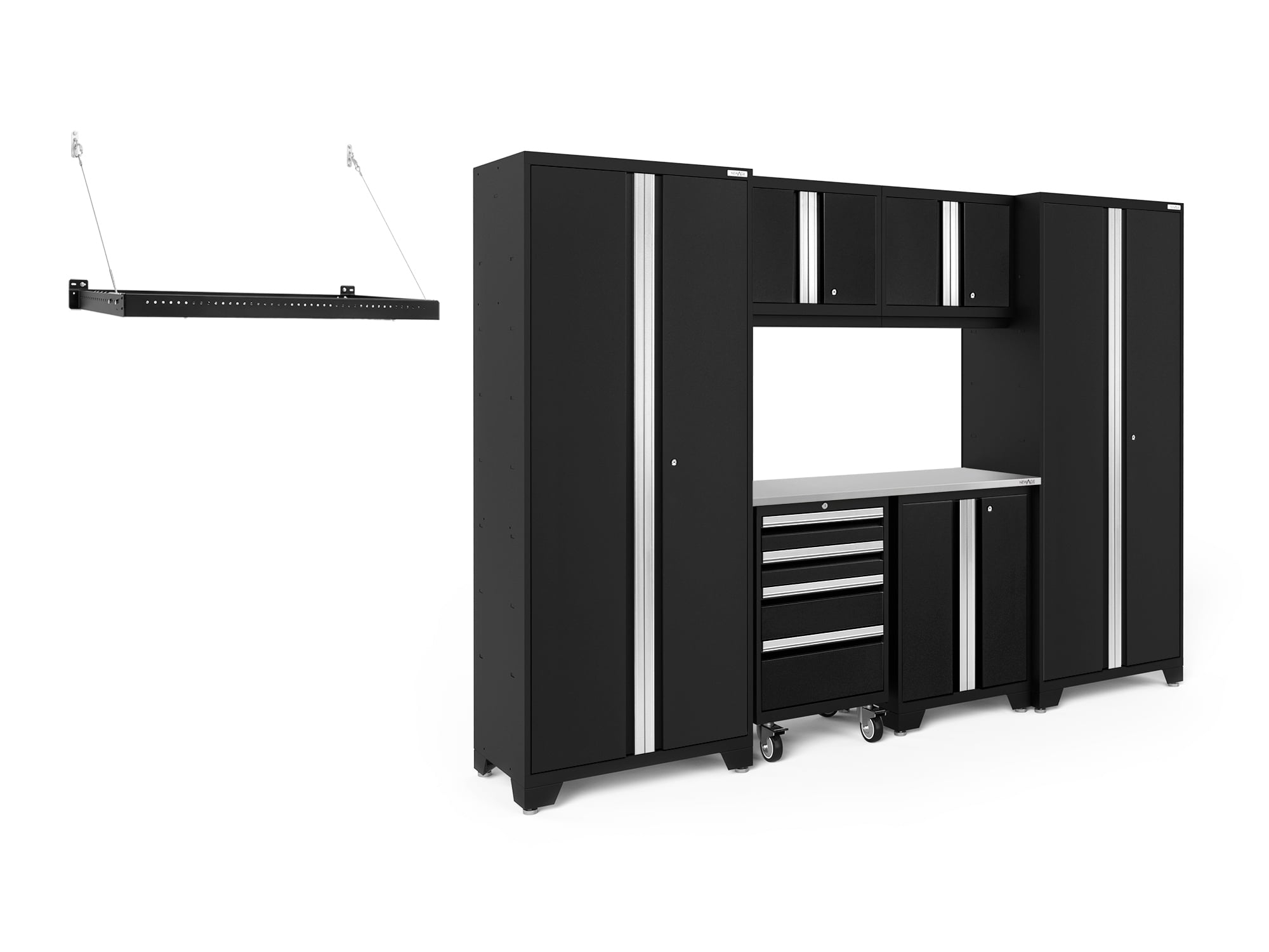 NewAge Products Bold 6-Cabinets Steel Garage Storage System in Black  (108-in W x 76.75-in H)