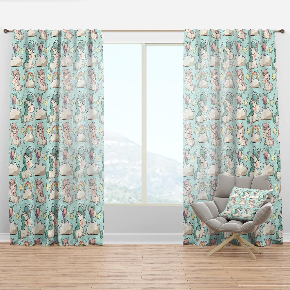 Designart CTN19014-52-108 108-Inches Blue Abstract Room darkening Thermal lined Rod pocket Single curtain panel