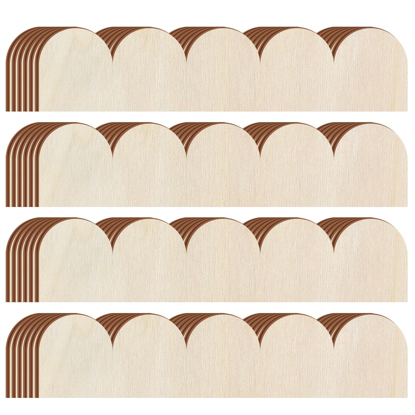 Aoibox  24 Pack Unfinished Scalloped Edge Wood Trim Moulding for DIY Wall Cabinet Shelf Door Decor 15 75 x 3 54