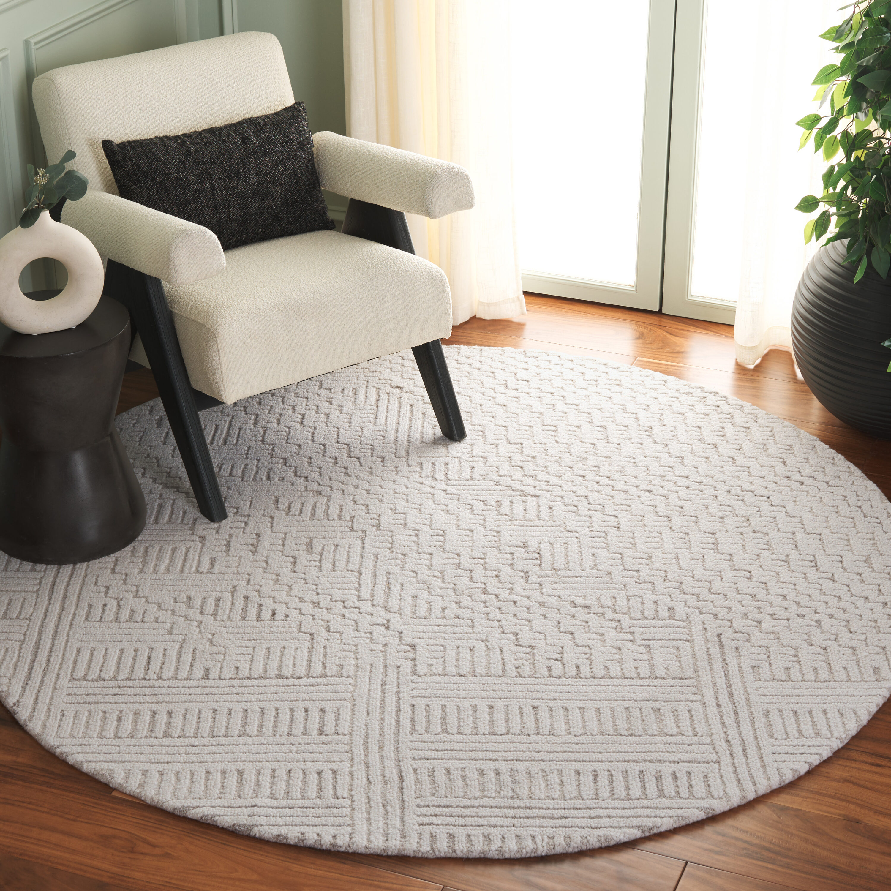  Harvest 601 Beige/Ivory Contemporary 6ft x 6ft Round Rug