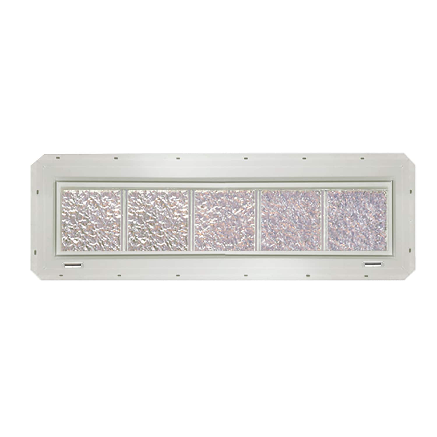 CrystaLok CL4008SISWH Ice Glass 39-1/4-in x 9-1/4-in Vinyl New construction Glass Block Window