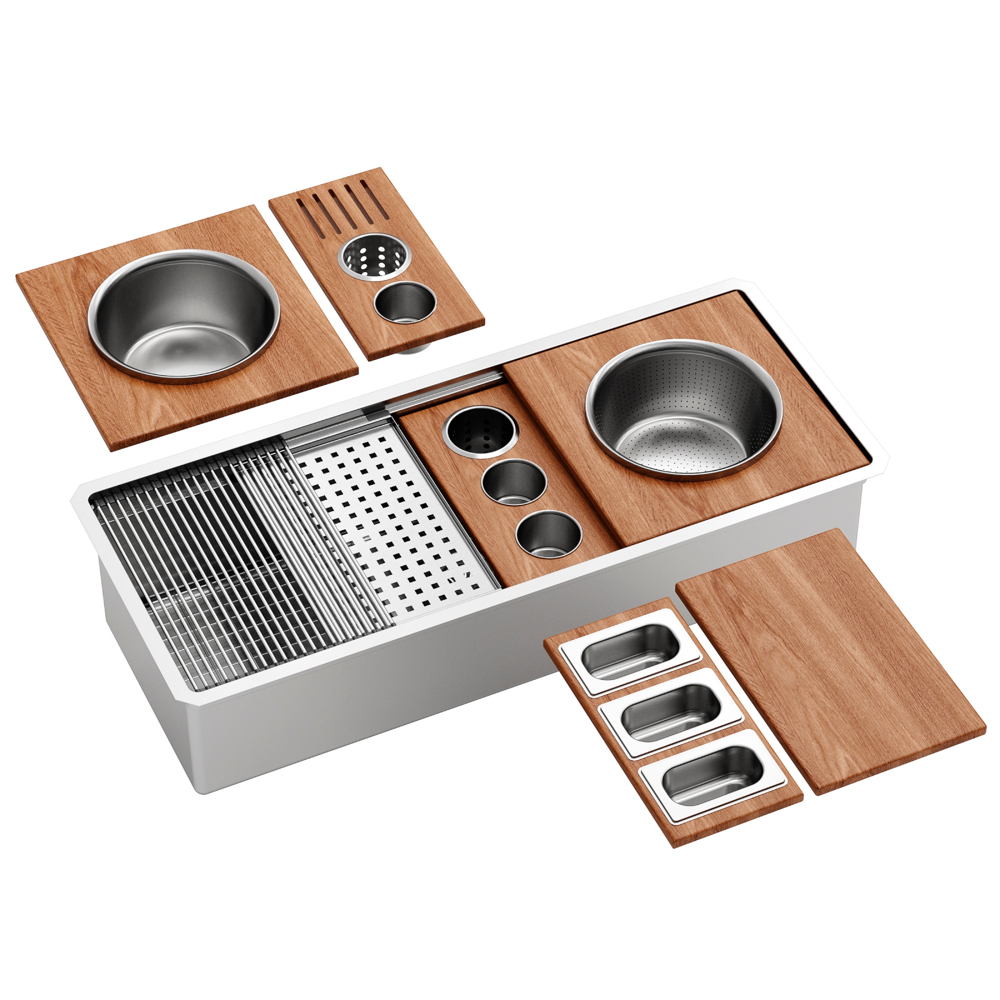 Karran WS-100-PK1 Undermount 45-in x 19-in Stainless steel Single bowl 16 -Gauge Workstation Kitchen Sink