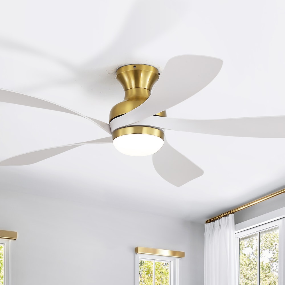 Sofucor 52-in Modern Golden 5 - Blade LED Propeller Ceiling Fan with Remote Control and Light Kit Included