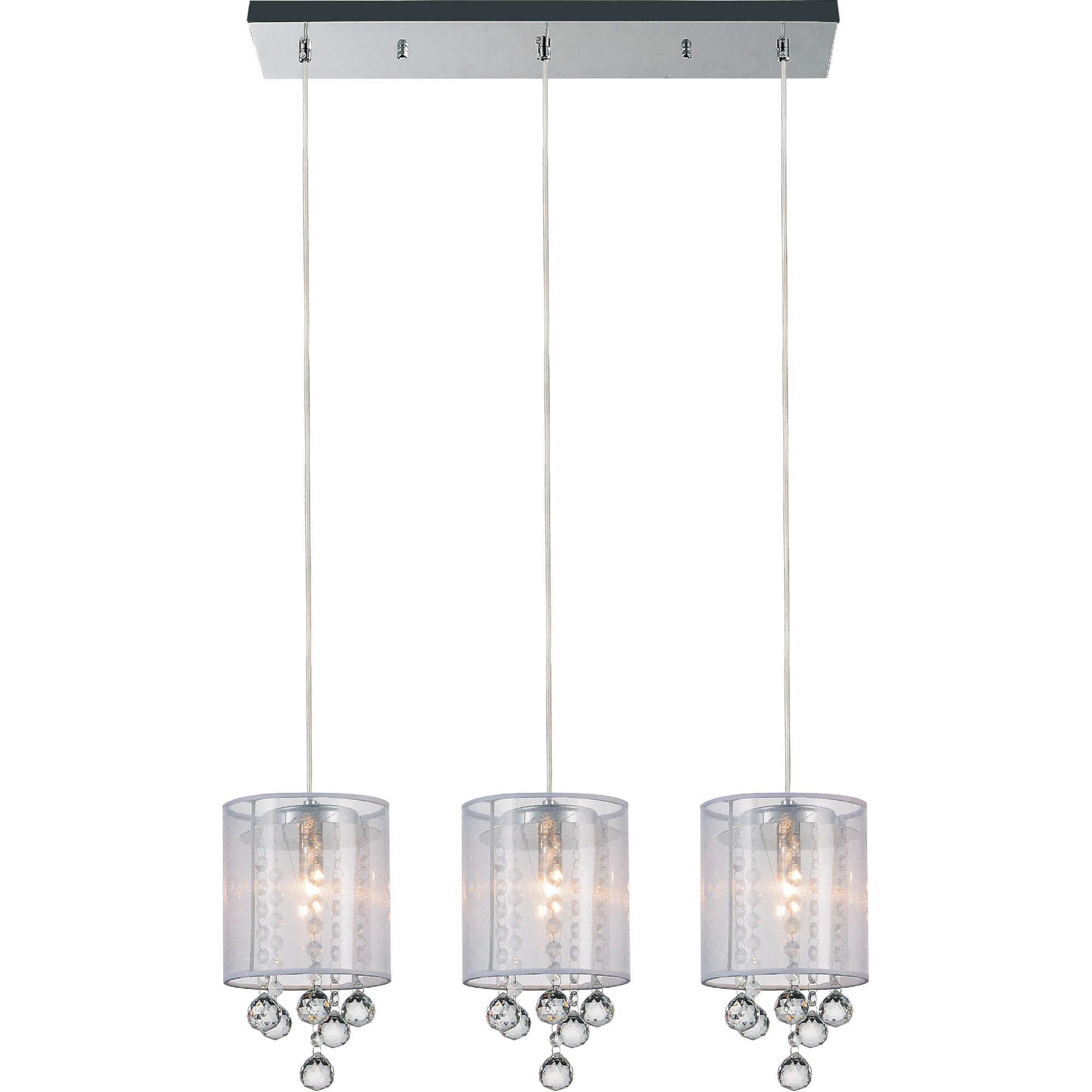 CWI Lighting 5062P24C-3-CLEAR-W Radiant 3.0 -Light Chrome Modern/contemporary Geometric Large Hanging Pendant light