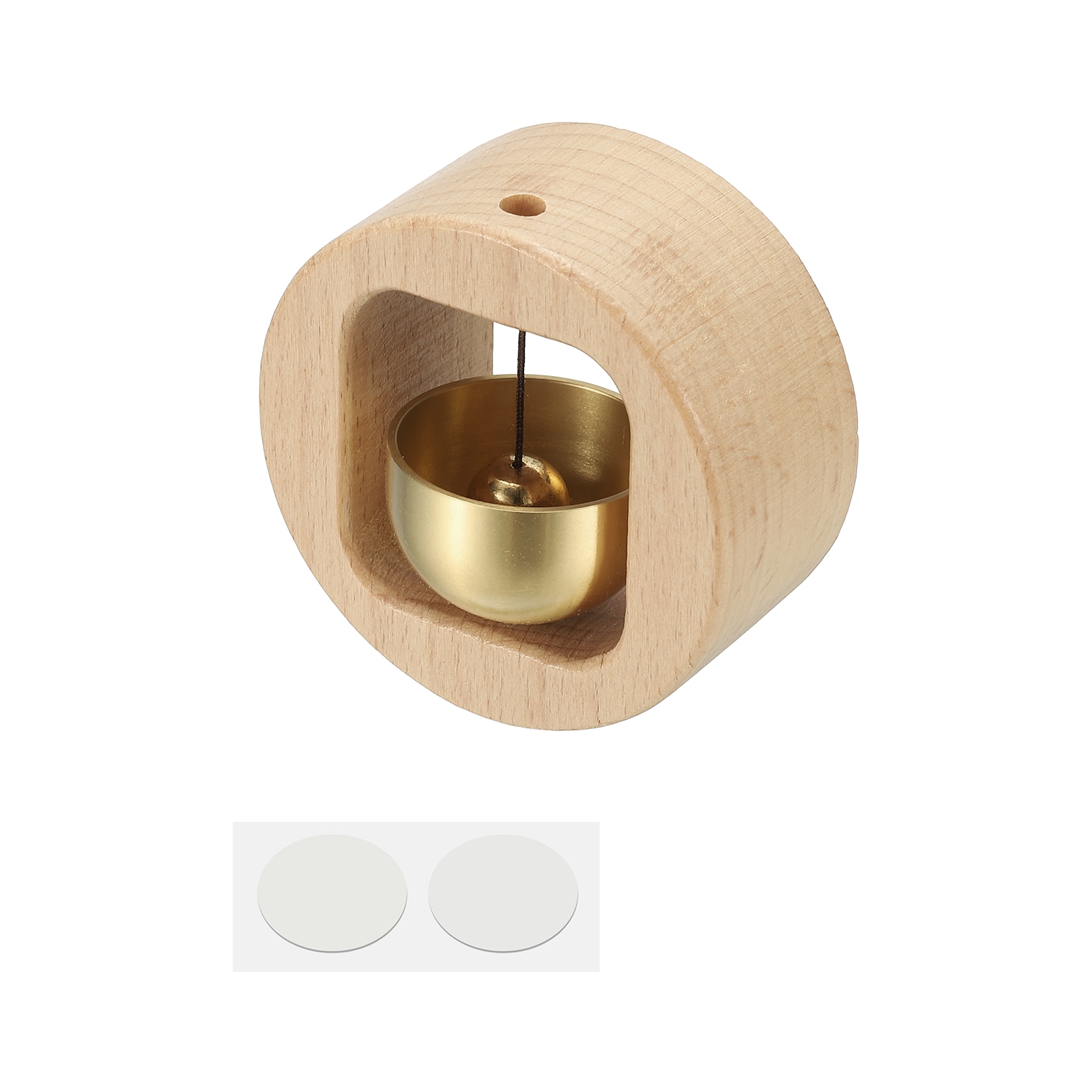 PATIKIL Shopkeepers Bell Wood Chime Hanging Magnetic Door Bell Self-adhesive Hanging Jingle Doorbell for Door Opening Business When Entering Refrigerator Decoration Beige Coin #S26020900UX5941