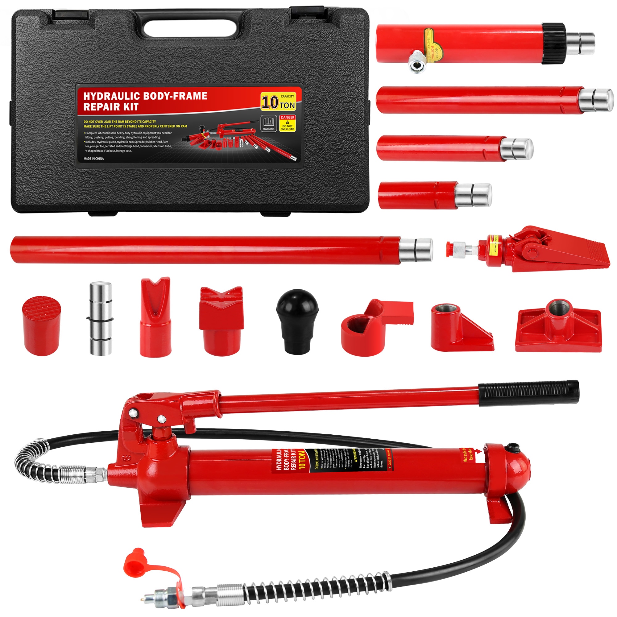 Kahomvis YS-QP214-233 Red 10-Tons Steel Hydraulic Jack kit