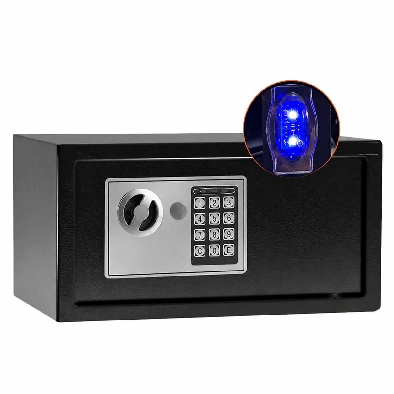 Afoxsos  Electronic Digital Safe Box with Sensor Light Steel Construction Lockable Wall or Cabinet Mount Security Safe 0.7 Cubic Feet Black
