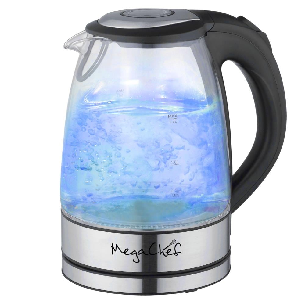 MegaChef Glass Clear 6-Cup Corded Manual Electric Kettle in the Water  Boilers & Kettles department at