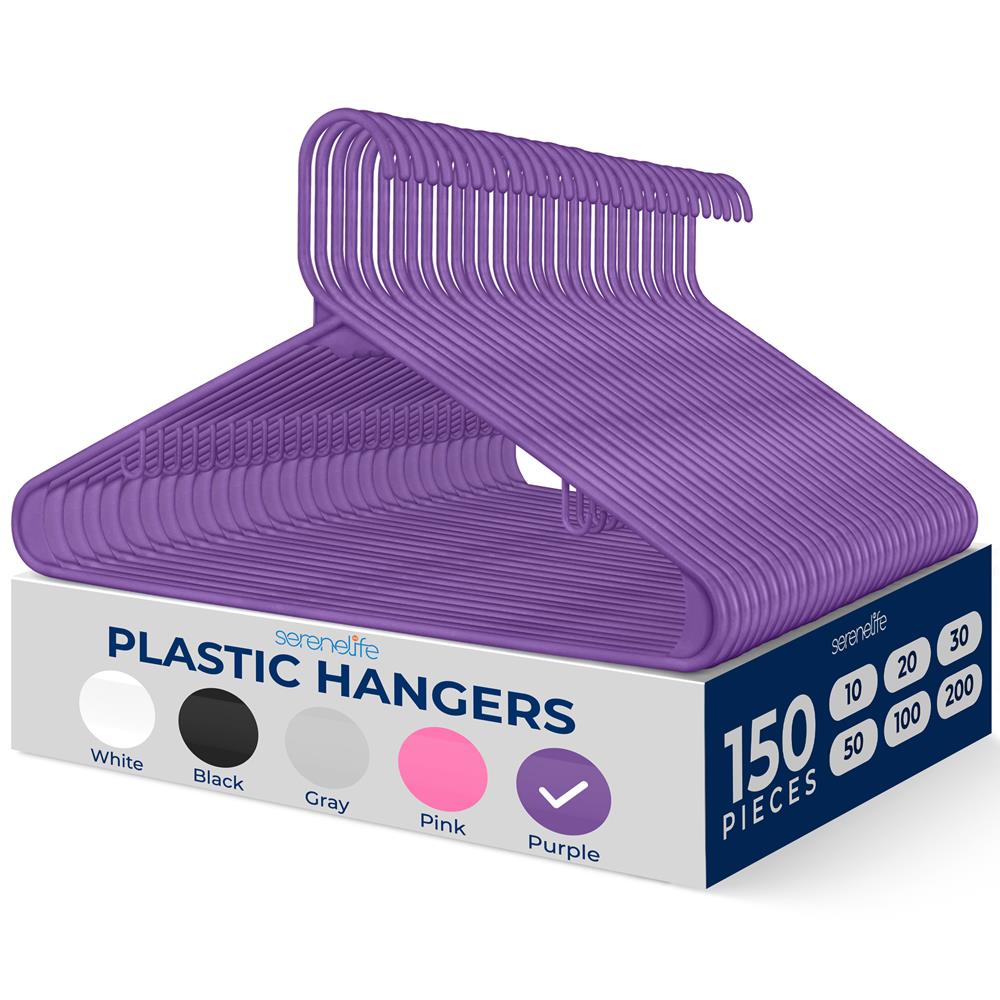 SereneLife  150 Pack Plastic Hangers NonSlip SpaceSaving Closet Organizers Durable and Strong for Shirts Sweaters Hoodies Kids Clothes and Dresses UltraThin Lightweight