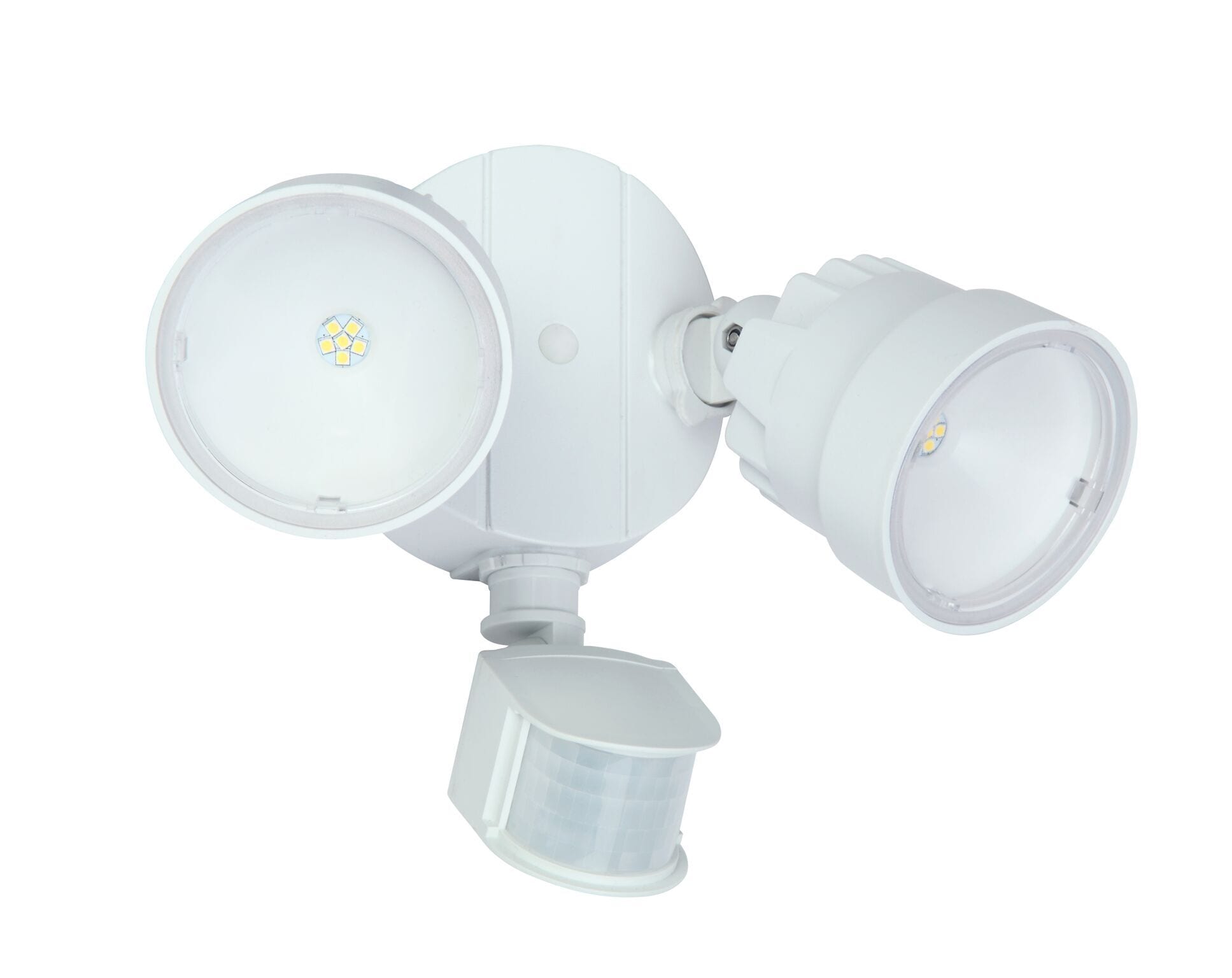 LUTEC 270Degree 2-Head White Outdoor Integrated LED Motion Activated Flood Light 