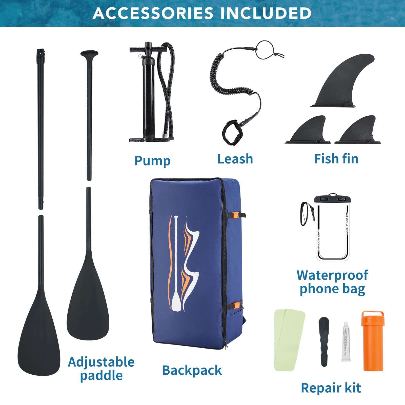 Sweetcrispy 10.6 ft Inflatable Stand Up Paddle Board with Premium