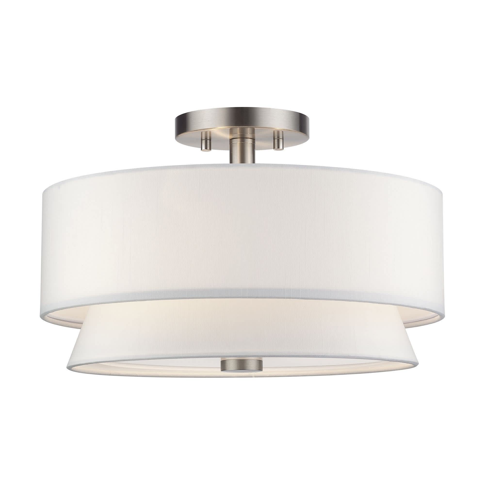 Livex Lighting Fontana 3 - Light Brushed Nickel / Silver Incandescent Steel Flush Mount Light