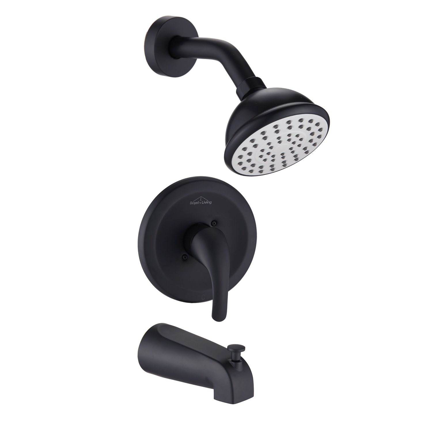 Clihome Matte Black 1-handle Single Function Round Bathtub