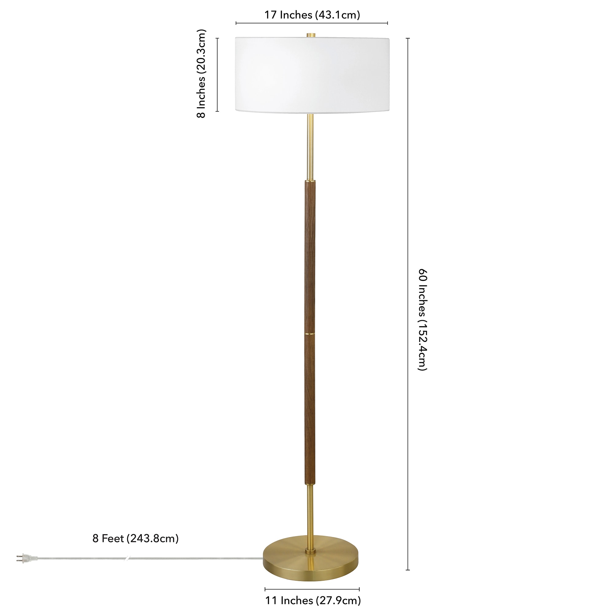 Rustic Oak and Brass Smart 61.5" Adjustable Floor Lamp