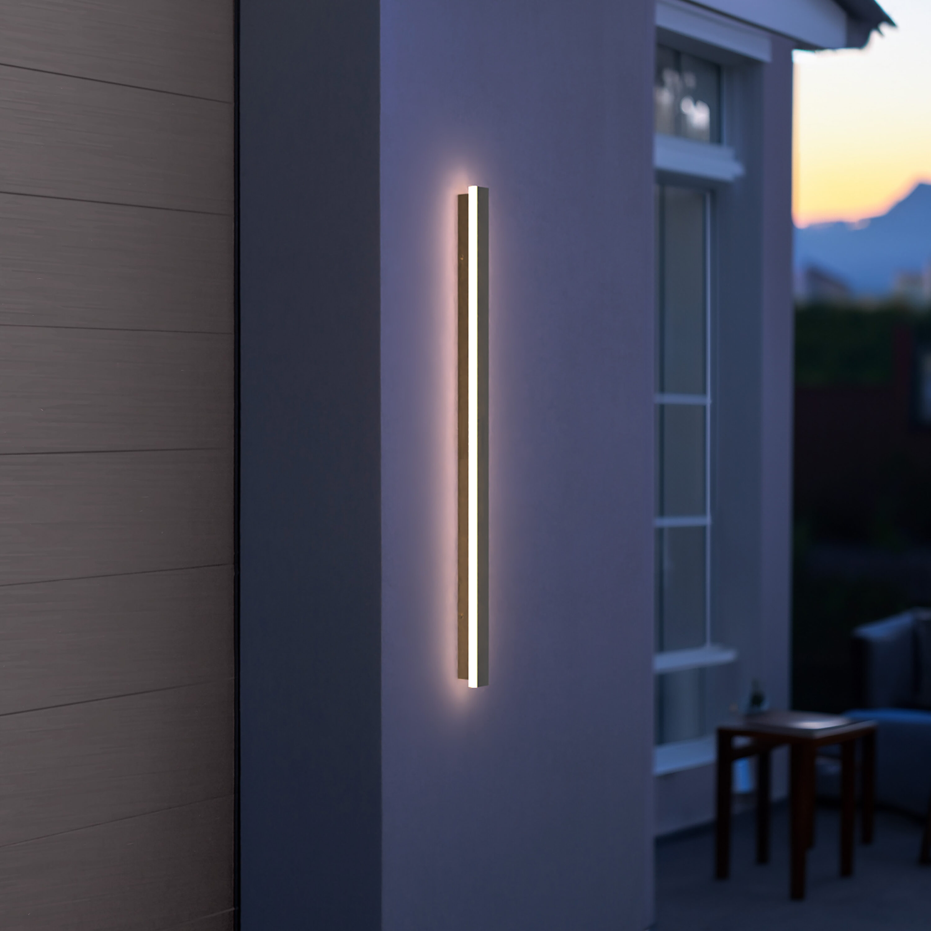 LEEKI Modern Linear 23.5-in White Integrated Outdoor Wall Light in