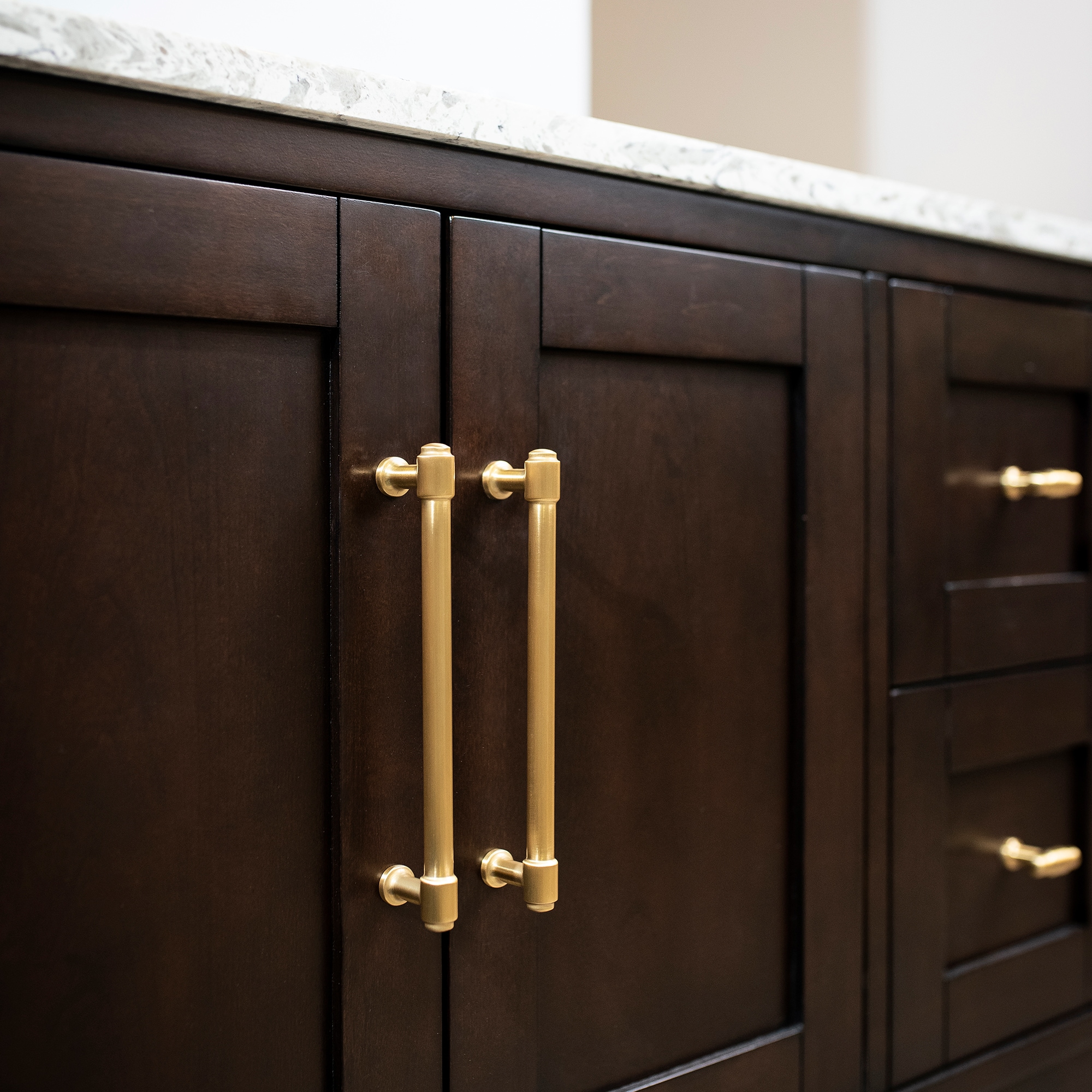 Brushed Golden Brass 6-5/16" Cabinet Pulls with Mounting Hardware