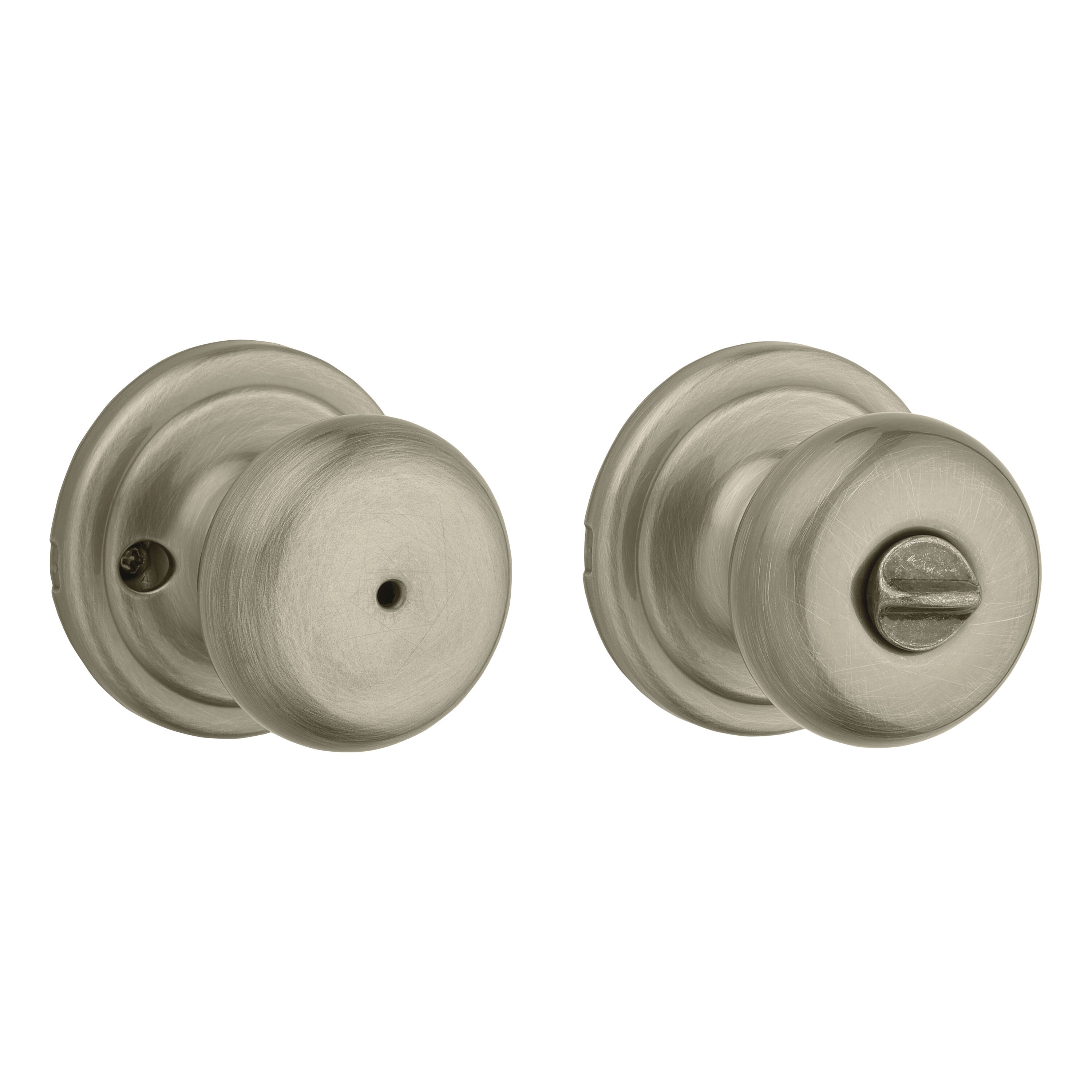 Kwikset Signature Series Signatures Juno Antique Brass Interior Bed/Bath No  Deadbolt Privacy Door Knob with Antimicrobial Technology in the Door Knobs  department at