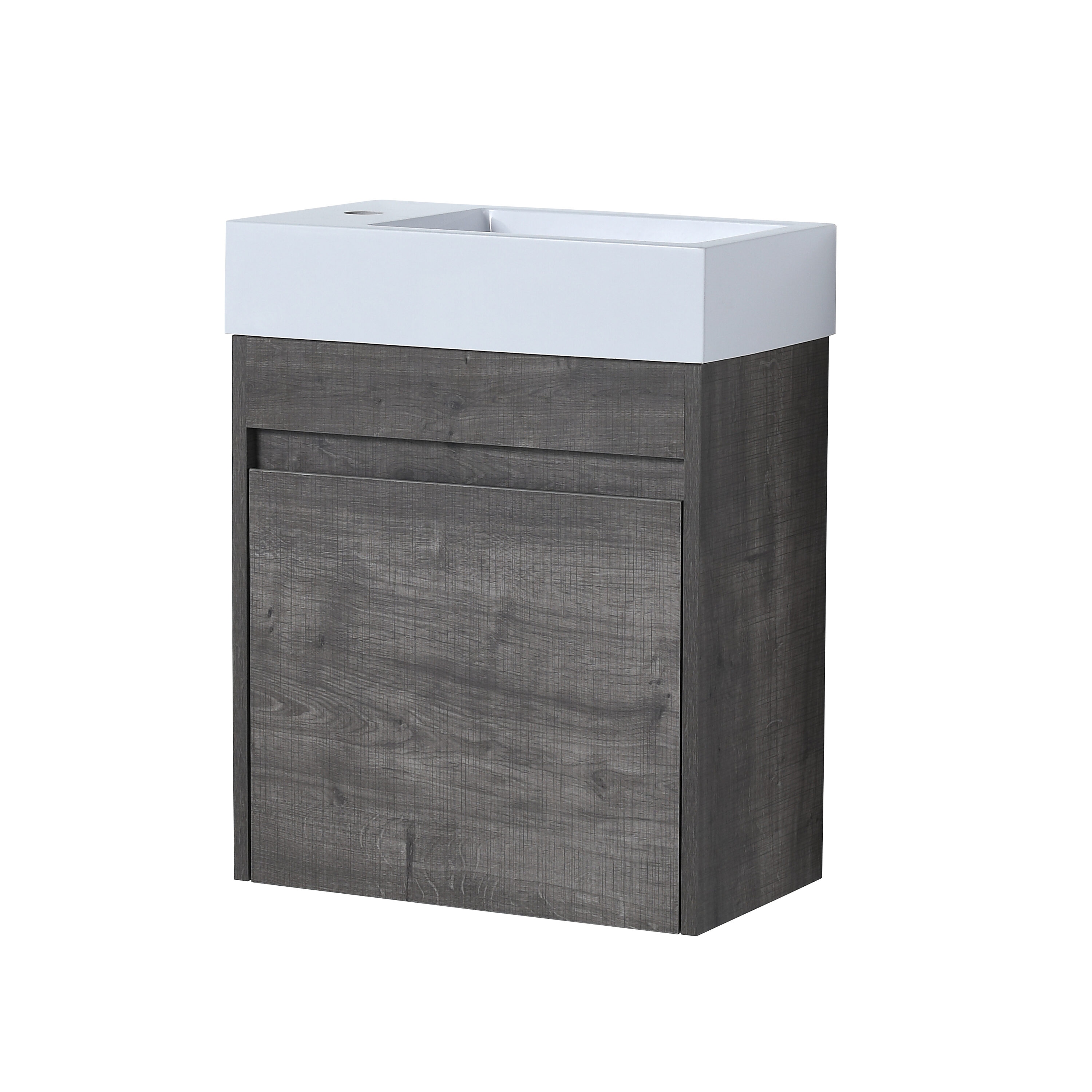 Siavonce ZX-06388 18-in Gray Undermount Single sink Bathroom Vanity with White Solid surface Top