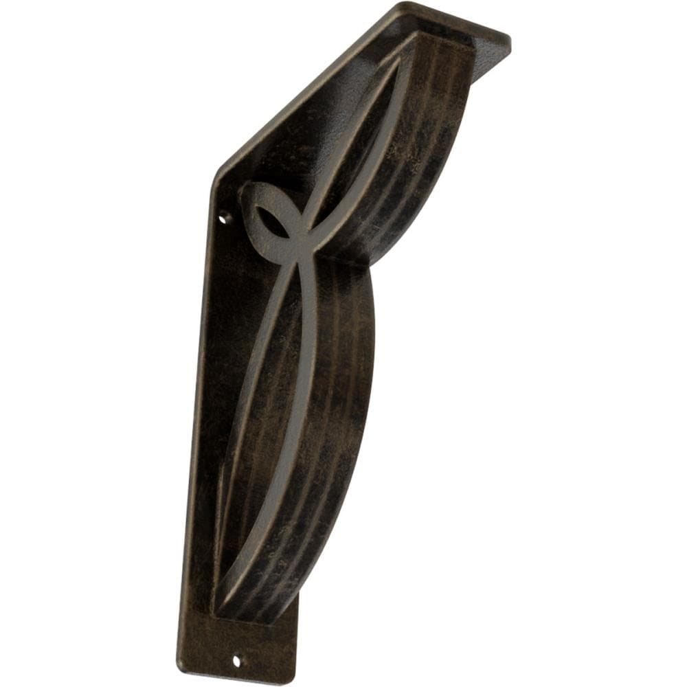 Ekena Millwork BKTM02X05X08TVEAPG Versailles 5.5-in x 2-in x 8-in Antique gold Wrought iron Countertop support bracket