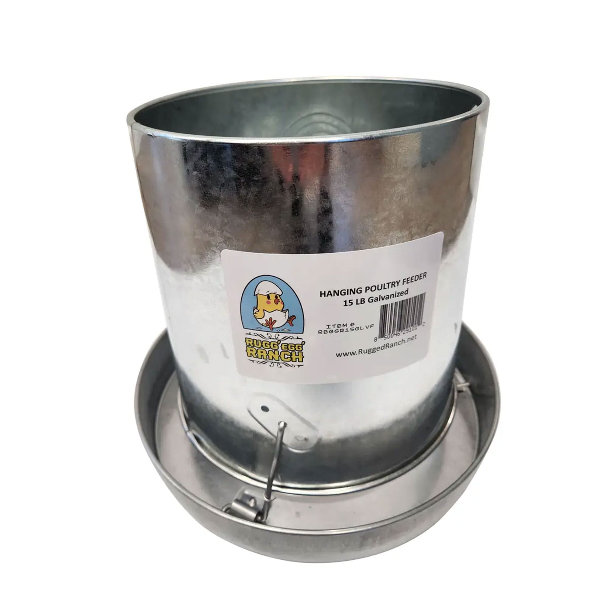 Rugged Ranch 397125 RuggEgg Ranch 15 Pound Capacity Versatile and Space Saving Hanging Galvanized Poultry Feeder with 3 Position Height Adjustment