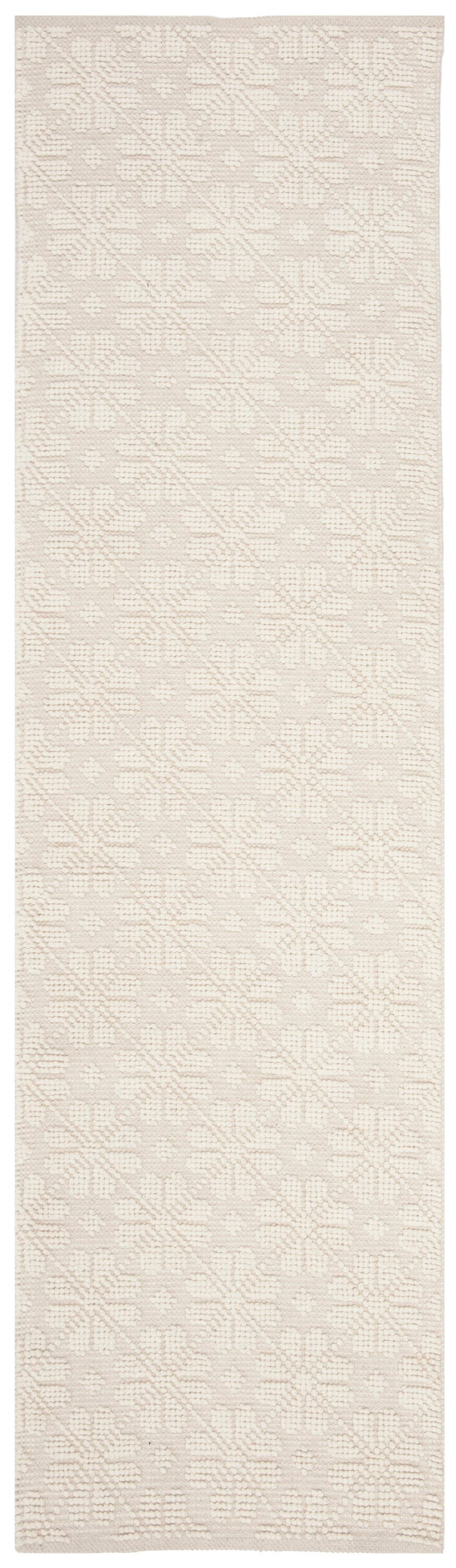 Ivory Hand-Knotted Wool and Cotton Runner Rug, 2'3" x 6'