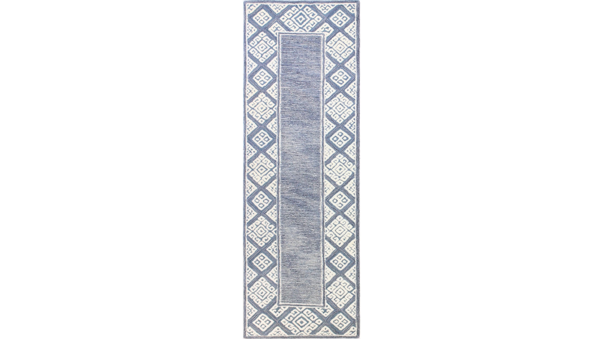 Bashian 649652295077 3 X 8 (ft) Wool Azure Indoor Geometric Moroccan Runner Rug