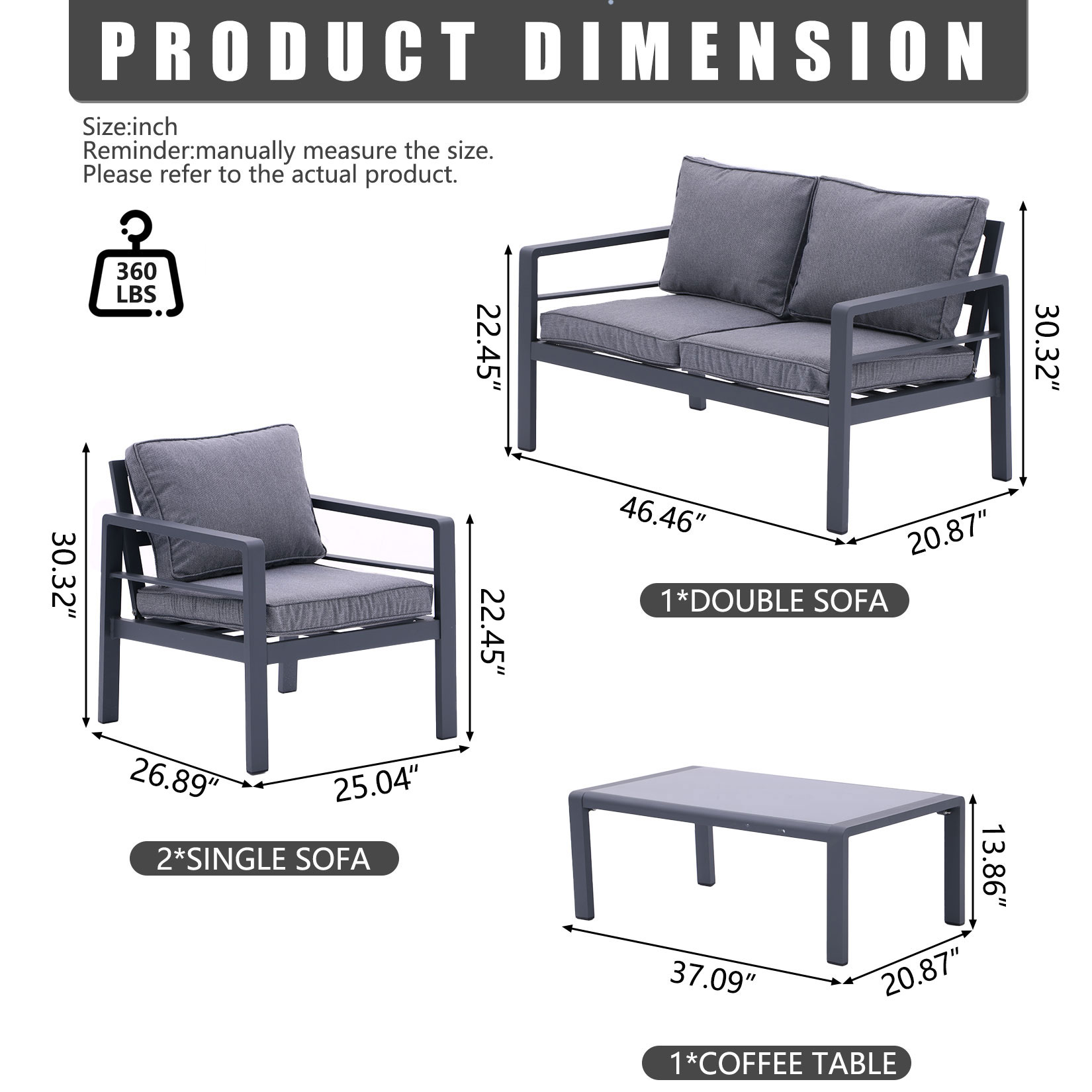 Mondawe MA-KNS00014-BW Patio-Conversation-Sets - View #3