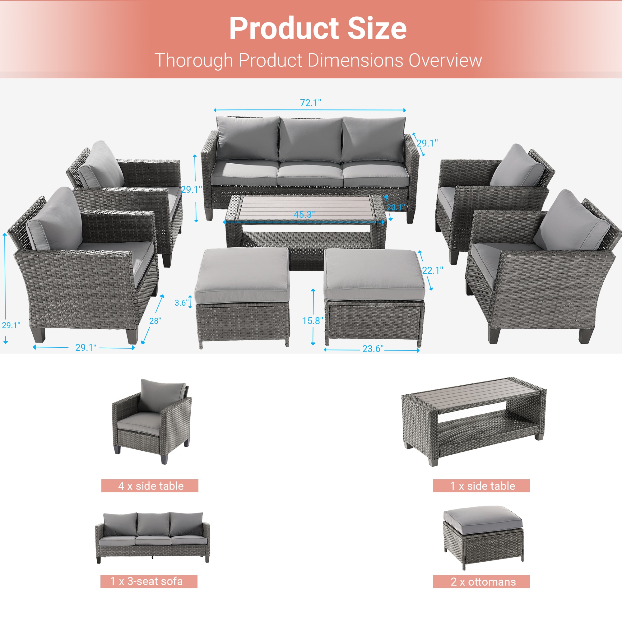Sonkuki SD-PS-115HGY-S2T1 Patio-Conversation-Sets - View #4