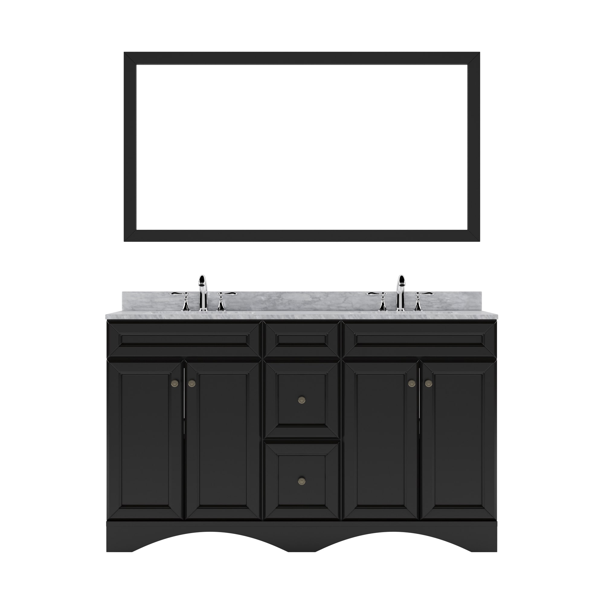 Virtu USA ED-25060-WMSQ-ES Talisa 60-in Espresso Undermount Double Sink Bathroom Vanity with Italian Carrara White Marble Top (Mirror Included)