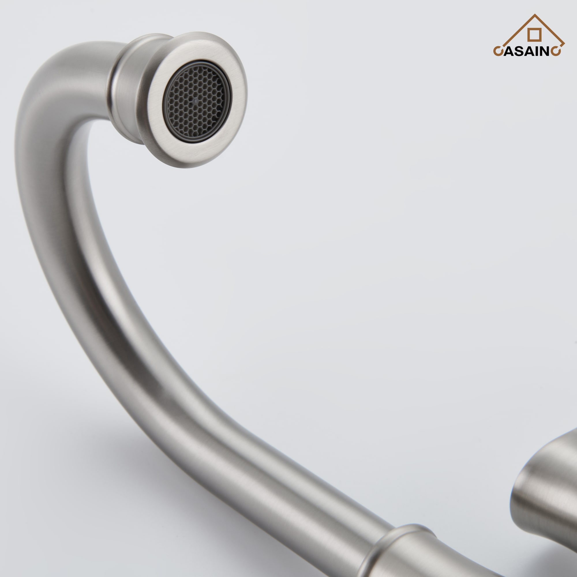 Brushed Nickel Dual Handle High Arc Bathroom Faucet with Metal Drain