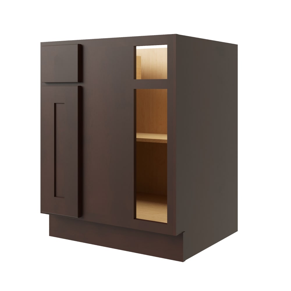 RELIABILT L11-BLB36/39R Parkstone 27-in W x 34.5-in H x 24-in D Espresso Blind Corner base Fully assembled Plywood Cabinet (Flat Panel Shaker)