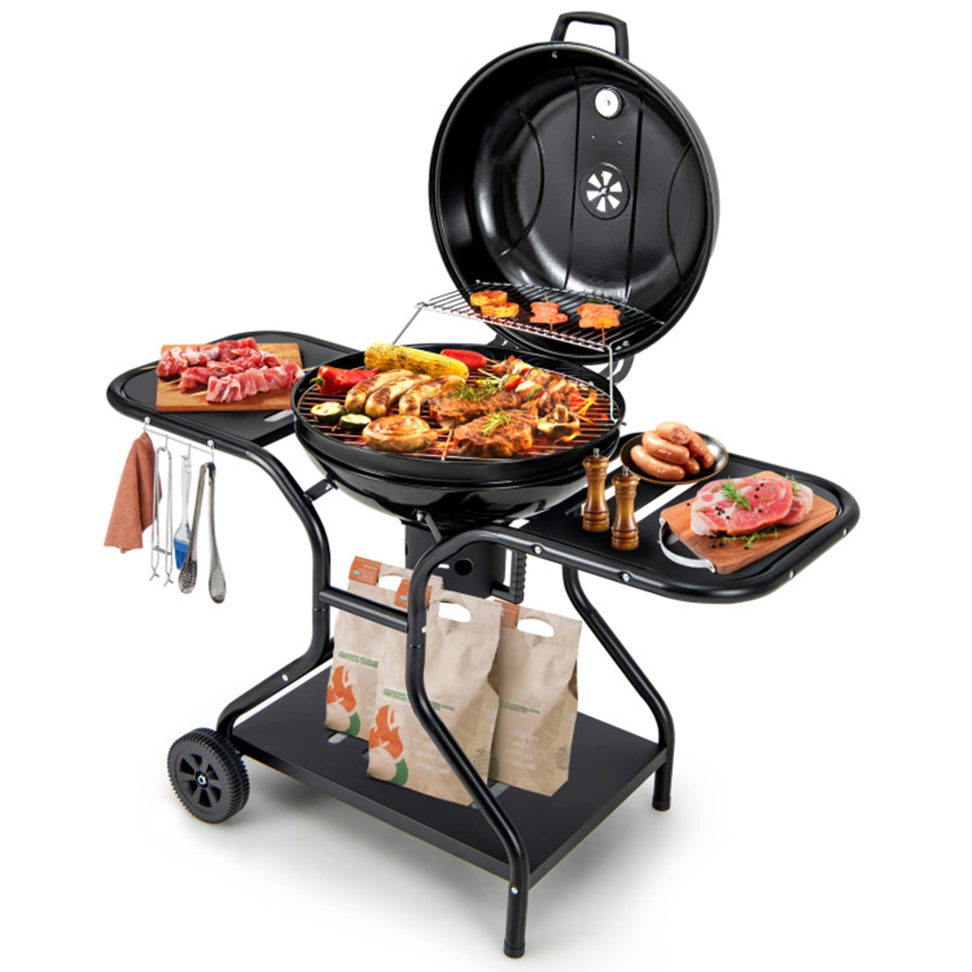Mondawe MO114BK 10-Inches W Black Charcoal Grill