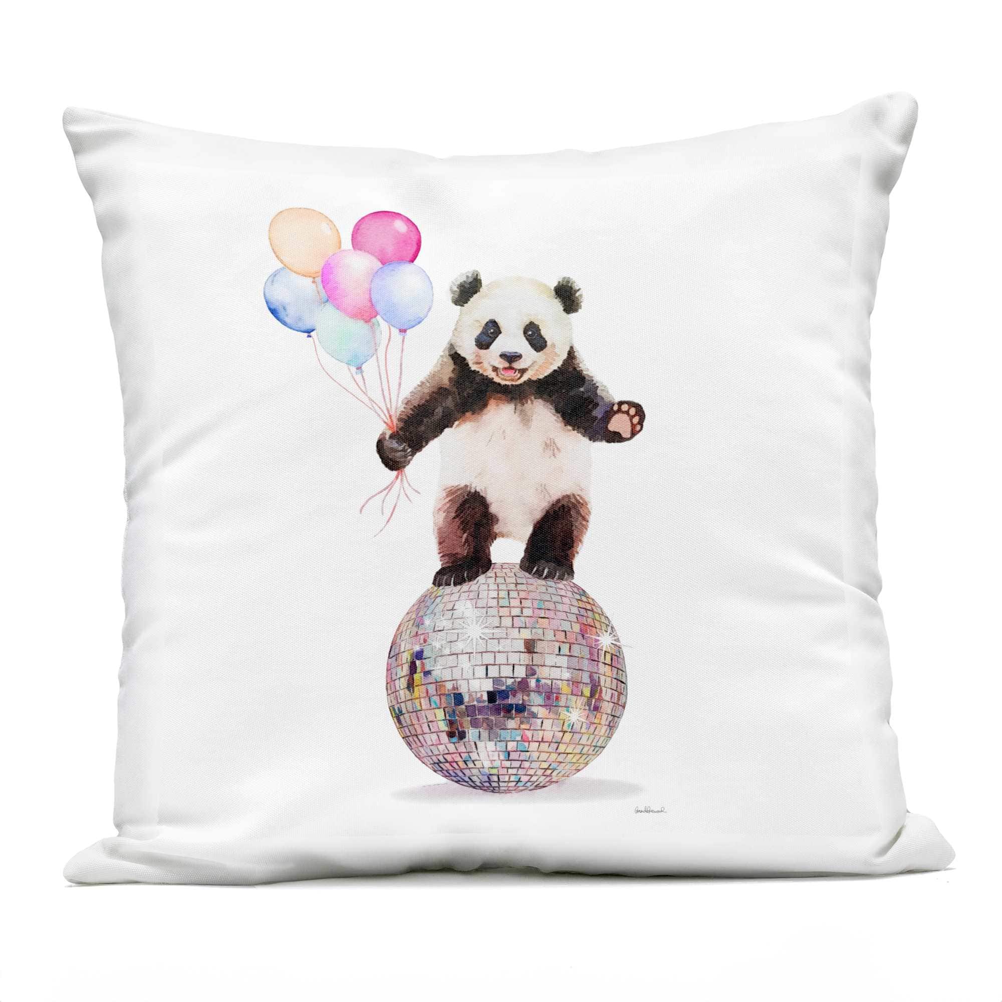 Stupell Industries -  Panda and Balloons Disco Outdoor Printed Pillow Design by Amanda Greenwood