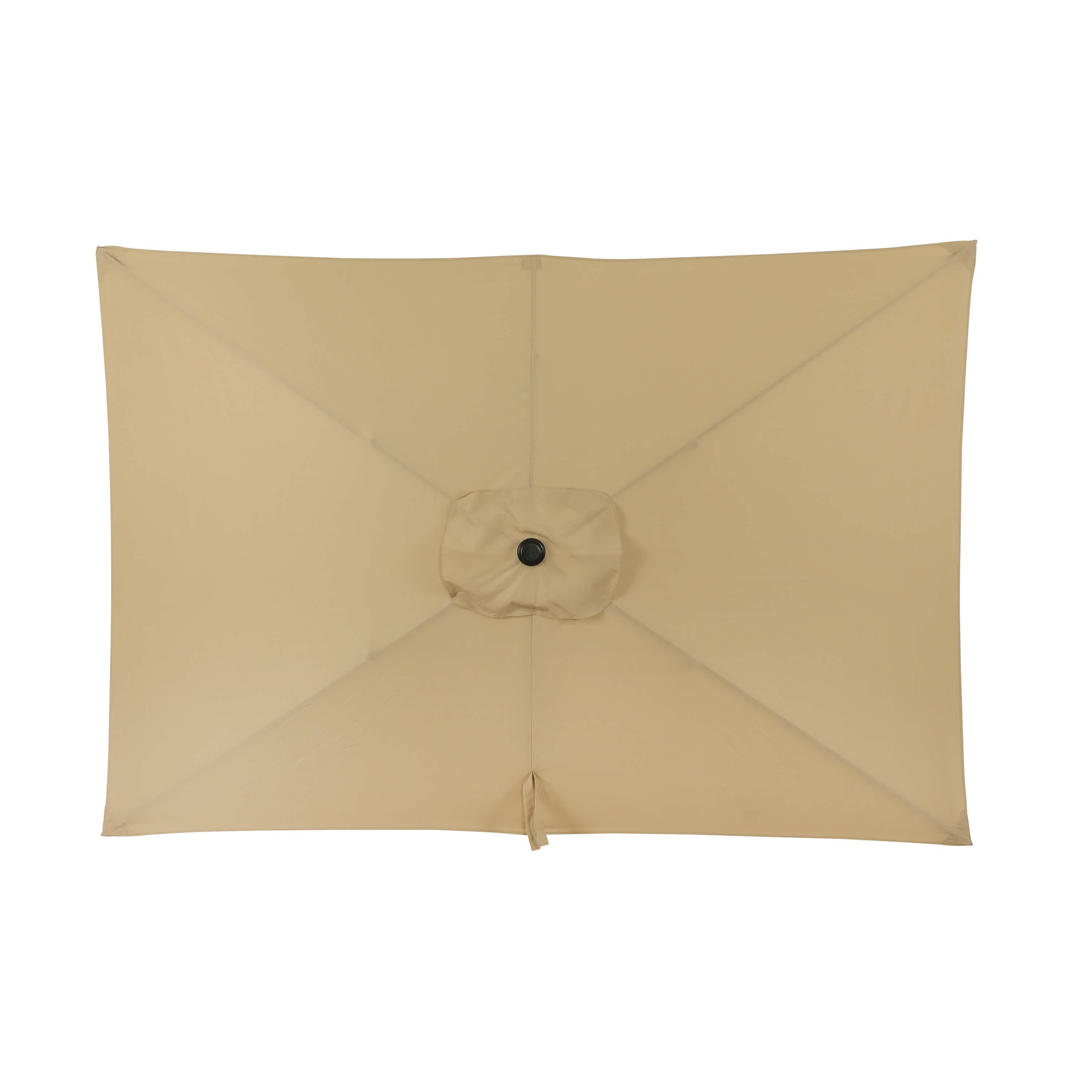 Bimini 6.5' x 10' Beige Polyester Market Umbrella with Steel Pole